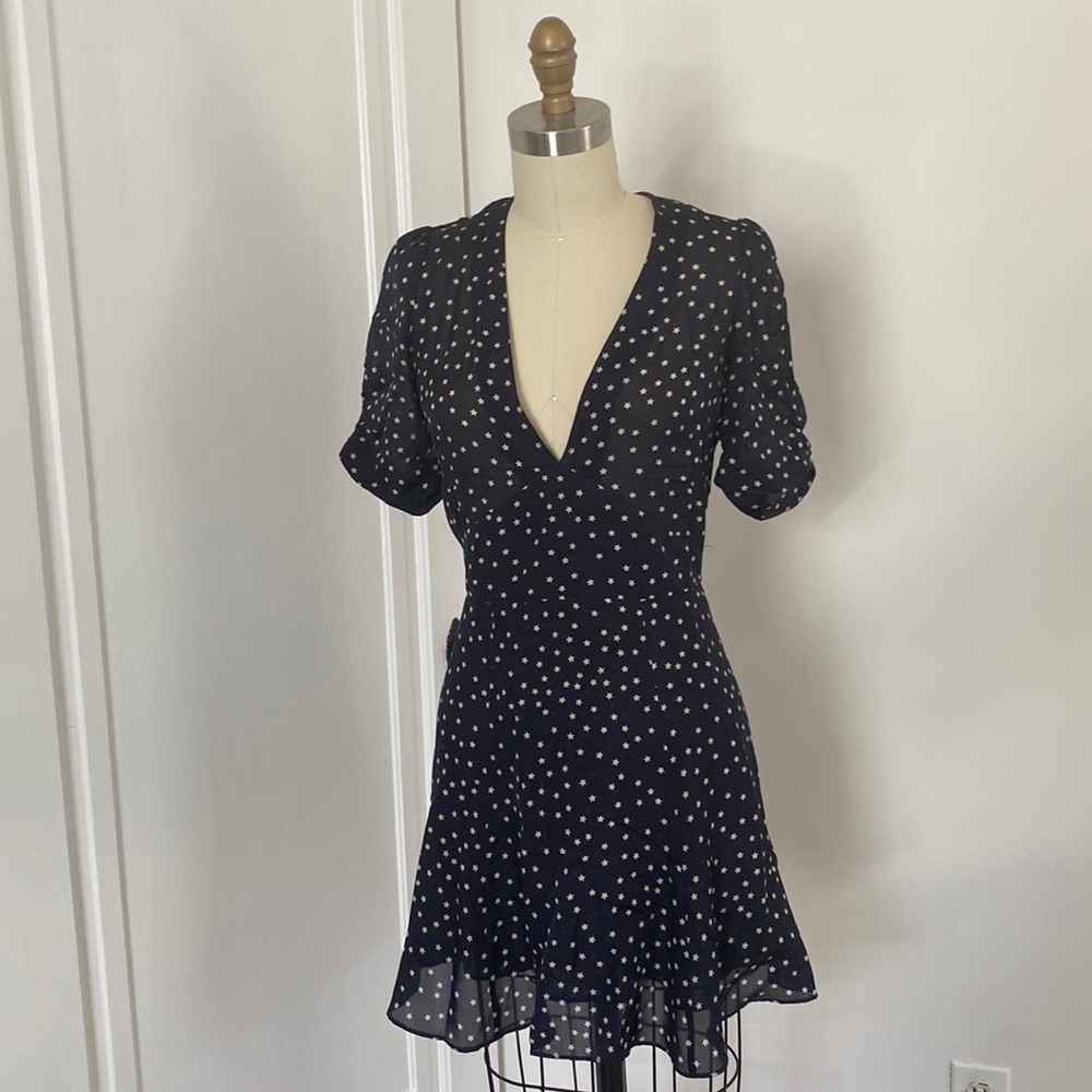 Navy and White Star Print Dress from Realisation XS